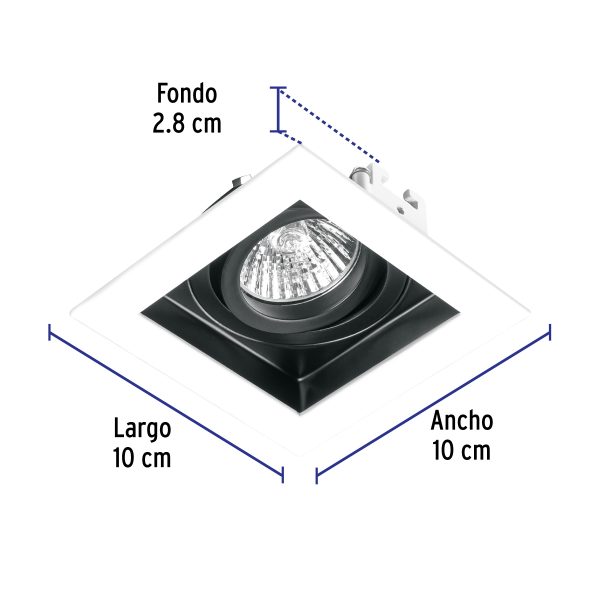 49544 - Luminario empotrable con 1 spot dirigible, blanco, VOLTECK