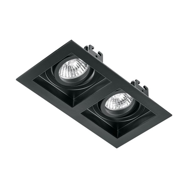 49713 - Luminario empotrable con 2 spots dirigibles, negro, VOLTECK