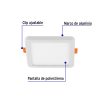 45669 - Luminario LED empotrable ajustable 6 W, cuadrado, luz de día