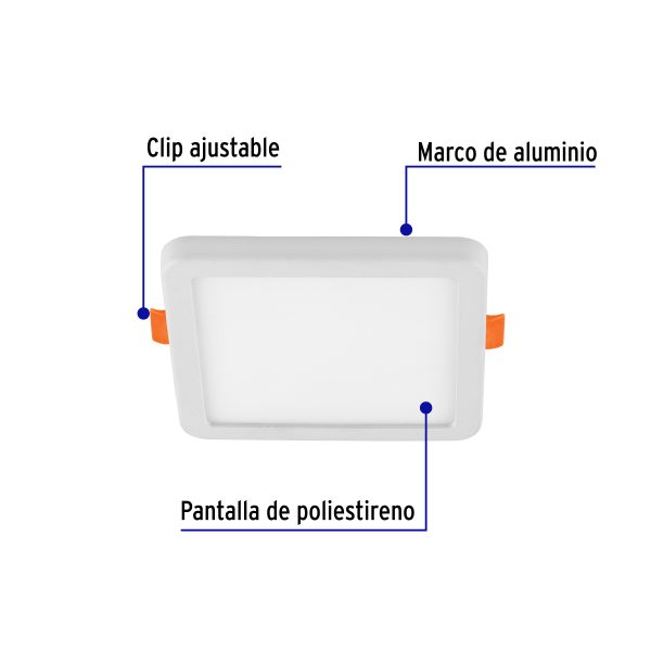 45669 - Luminario LED empotrable ajustable 6 W, cuadrado, luz de día
