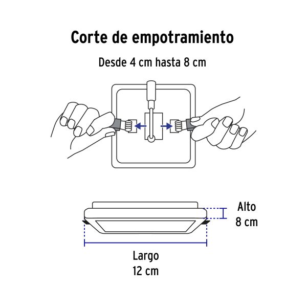 45670 - Luminario LED empotrable ajustable 8 W, cuadrado, luz de día