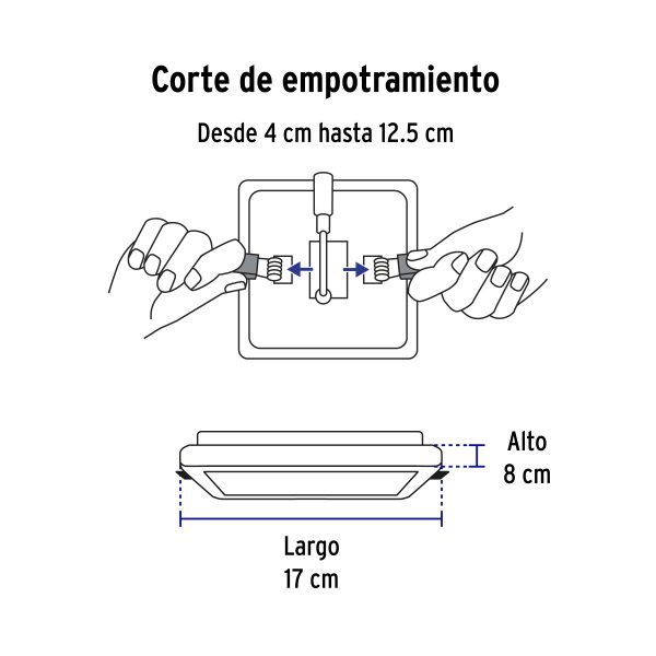 45671 - Luminario LED empotrable ajustable 15 W, cuadrado luz de día