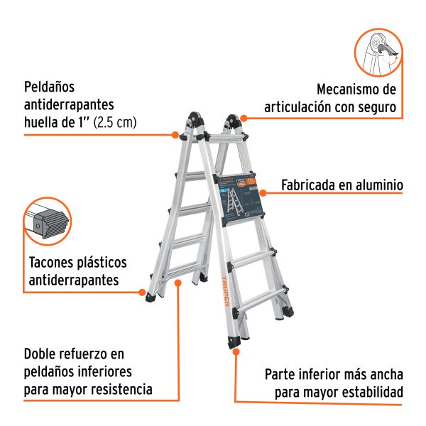 101884 - Multiescalera telescópica,4.5 m,capacidad de carga 150 kg