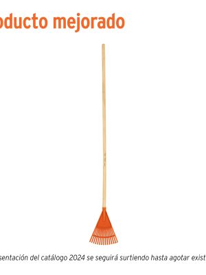 14345 - Escoba plástica para jardín, rígida, 15 dientes, mango 48'