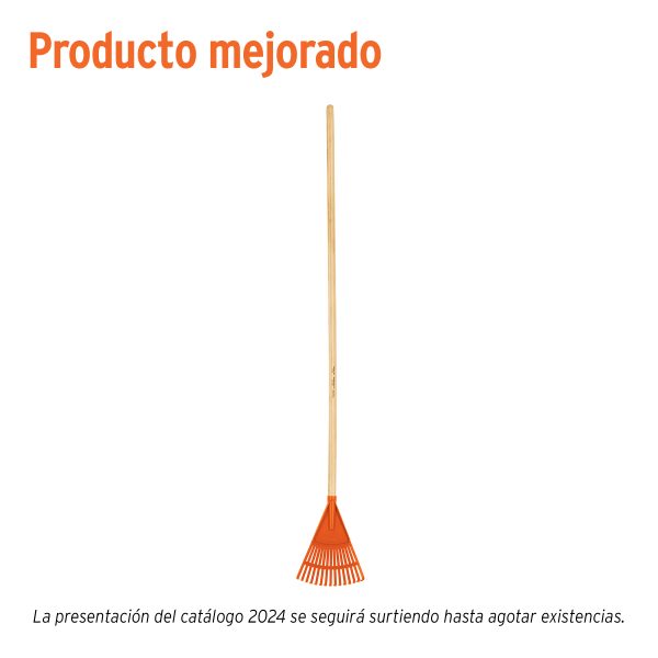 14345 - Escoba plástica para jardín, rígida, 15 dientes, mango 48'