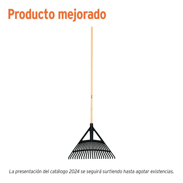 21430 - Escoba plástica p/jardín, flex. 22 dientes, mango 48',Pretul