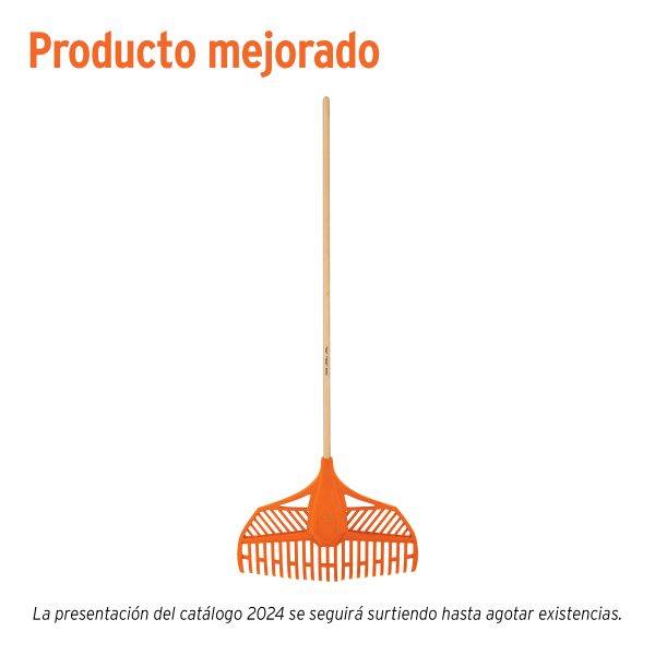 11107 - Escoba plástica para jardín, flexible, 23 dientes, mango 48'