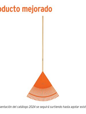 19787 - Escoba plástica para jardín, flexible, 26 dientes, mango 48'