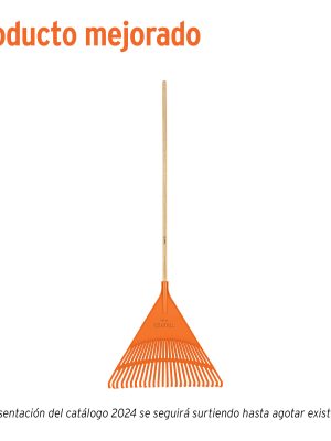 19788 - Escoba plástica para jardín, rígida, 26 dientes, mango 48'