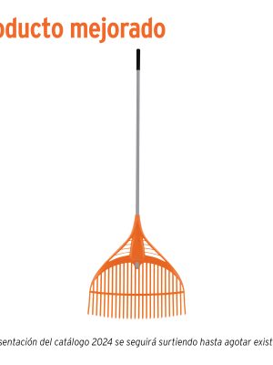 19881 - Escoba plástica p/jardín, flex. 26 dientes, mango acero 54'