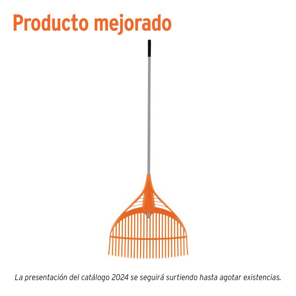 19881 - Escoba plástica p/jardín, flex. 26 dientes, mango acero 54'