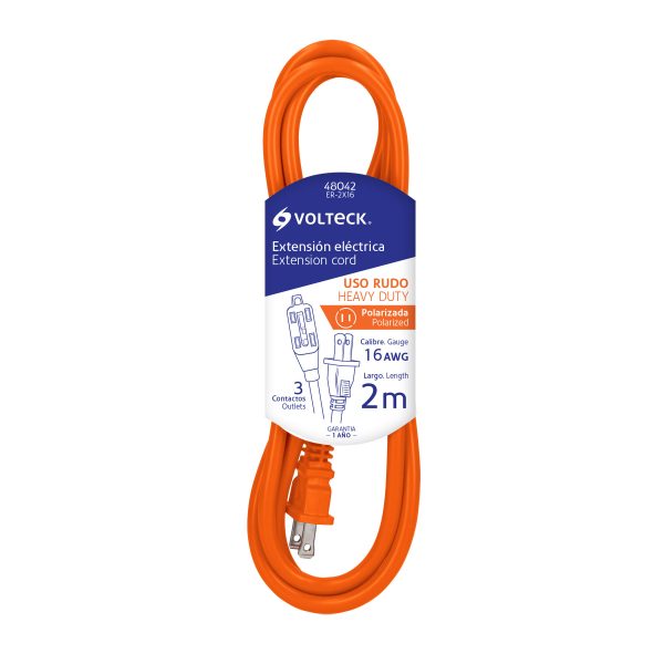 48042 - Extensión eléctrica de uso rudo 2 m 2x16 AWG, Volteck