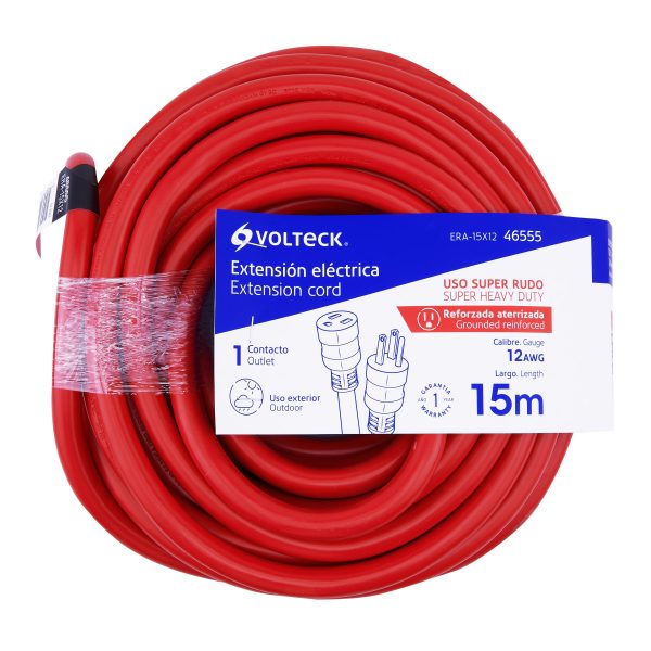 46555 - Extensión reforzada aterrizada 15 m 3x12 AWG, Volteck