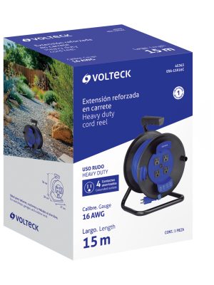 45363 - Extensión reforzada 3x16 AWG, 15 metros en carrete, VOLTECK