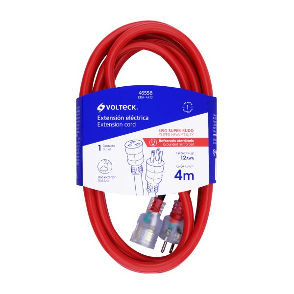 46558 - Extensión reforzada aterrizada 4 m calibre 12, Volteck