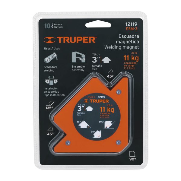 12119 - Escuadra magnética 3' para soldar, capacidad 11 kg, TRUPER