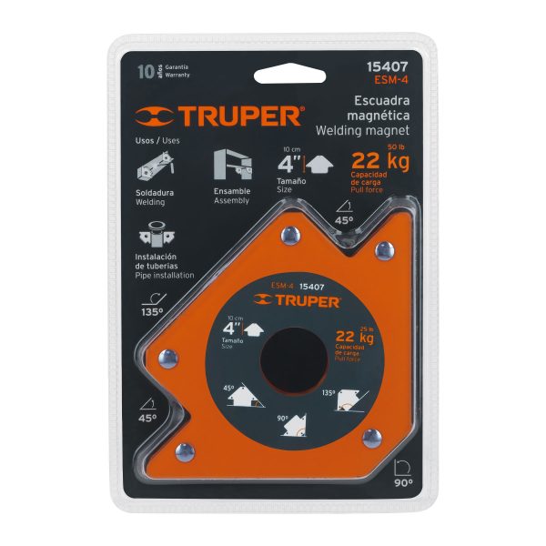 15407 - Escuadra magnética 4' para soldar, capacidad 22 kg, TRUPER