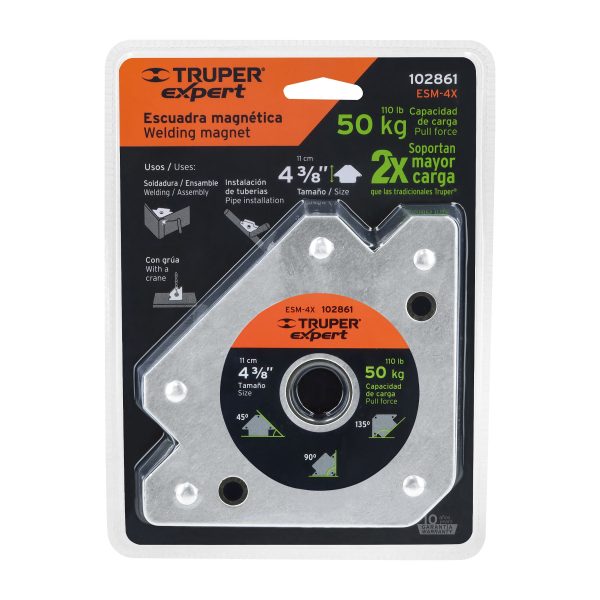 102861 - Escuadra magnética 4-3/8' para soldar, capacidad 50 kg