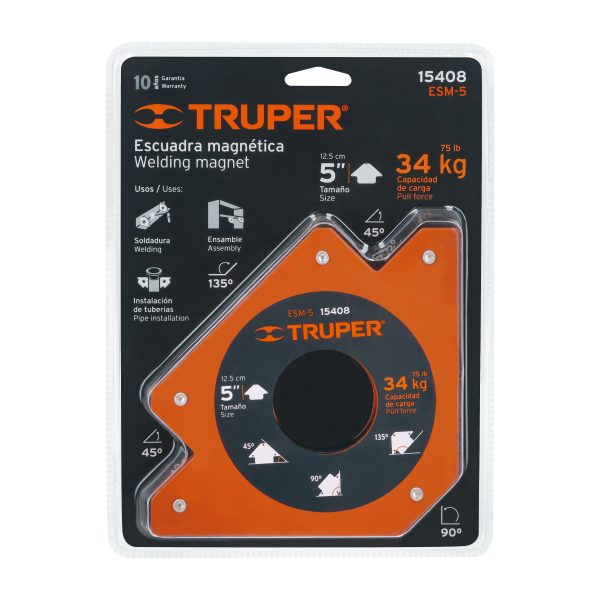 15408 - Escuadra magnética 5' para soldar, capacidad 34 kg, TRUPER
