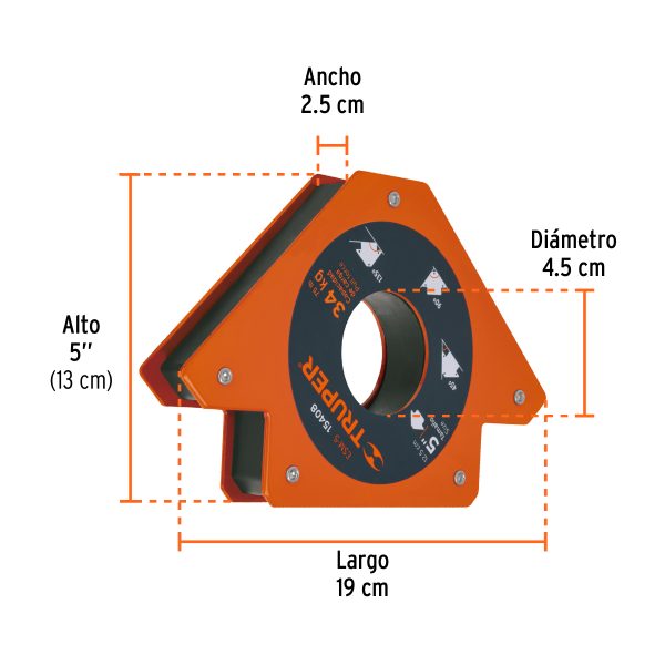 15408 - Escuadra magnética 5' para soldar, capacidad 34 kg, TRUPER