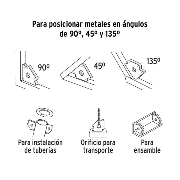 28244 - Escuadra magnética 5' para soldar, capacidad 25 kg, PRETUL