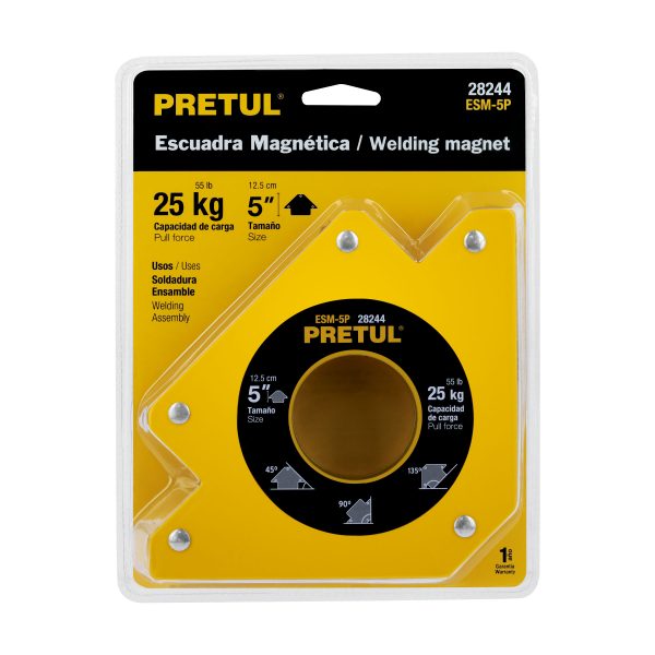 28244 - Escuadra magnética 5' para soldar, capacidad 25 kg, PRETUL
