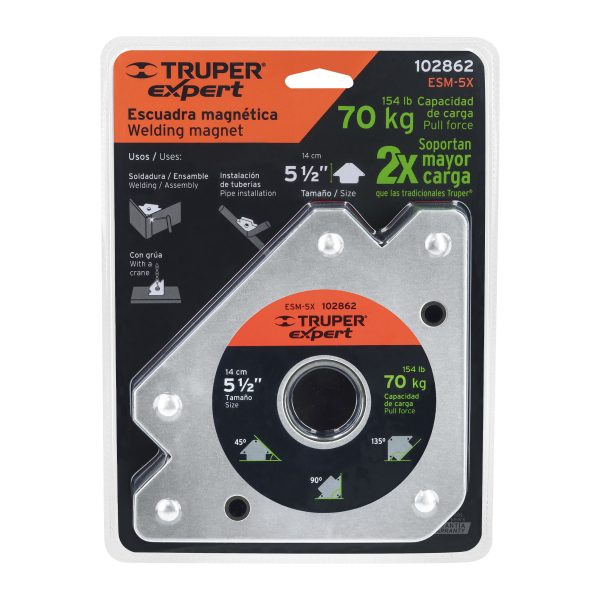 102862 - Escuadra magnética 5-1/2' para soldar, capacidad 70 kg
