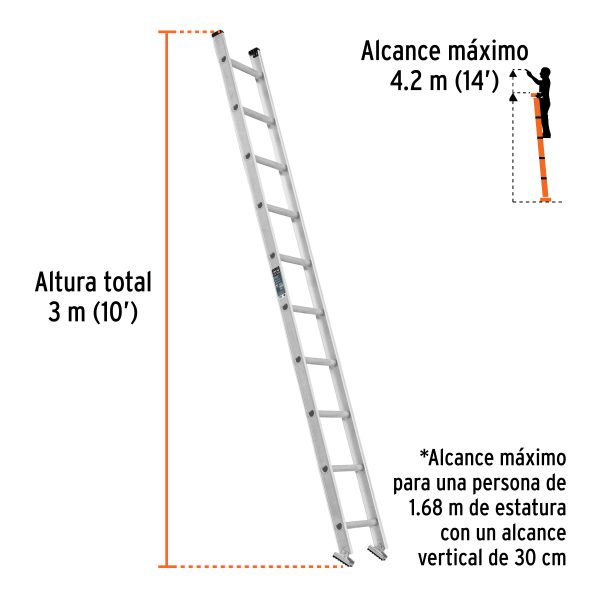 103725 - Escalera recta, tipo III, 10 peldaños, TRUPER