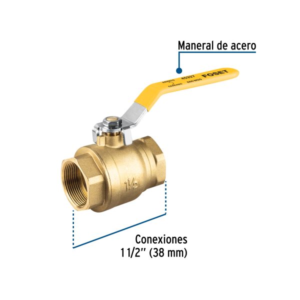 45327 - Válvula de esfera para gas, roscable, 1-1/2', alta presión