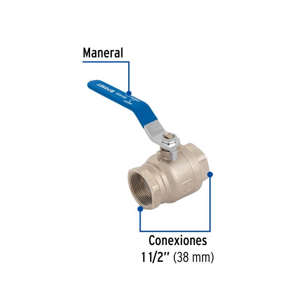 49479 - Válvula de esfera, de latón, roscable, 1-1/2', alta presión
