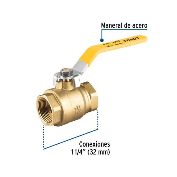 45325 - Válvula de esfera para gas, roscable, 1-1/4', alta presión