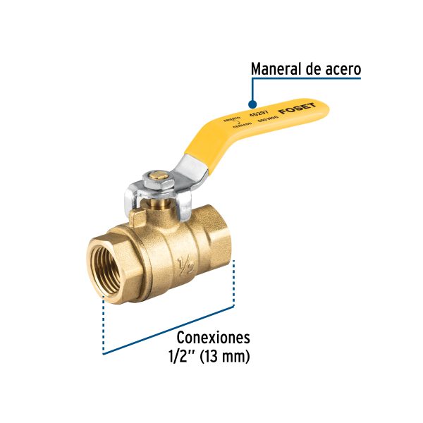 45297 - Válvula de esfera para gas, roscable, 1/2', alta presión