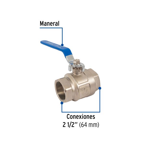 49014 - Válvula de esfera de latón, roscable 2-1/2', Foset