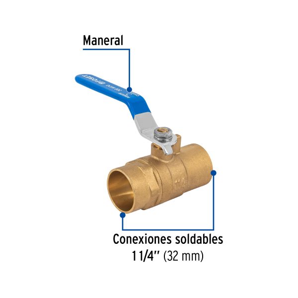 49009 - Válvula de esfera de latón, soldable 1-1/4', Foset