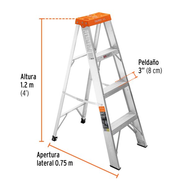10435 - Escalera de tijera tipo II 3 peldaños, Truper
