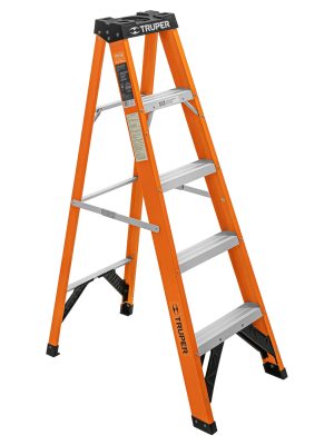 100224 - Escalera de tijera, tipo ll, 4 peldaños, fibra de vidrio