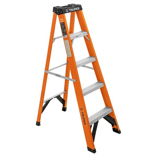 100224 - Escalera de tijera, tipo ll, 4 peldaños, fibra de vidrio