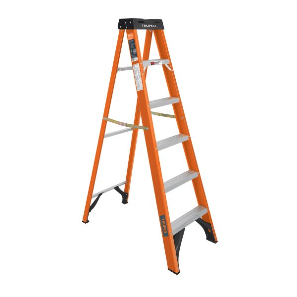 100225 - Escalera de tijera, tipo ll, 5 peldaños, fibra de vidrio