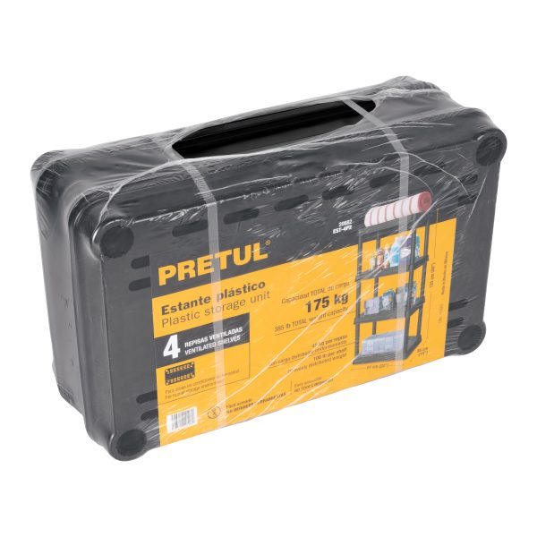 20682 - Estante plástico 4 repisas cap. 45 Kg, 125x38x61, PRETUL