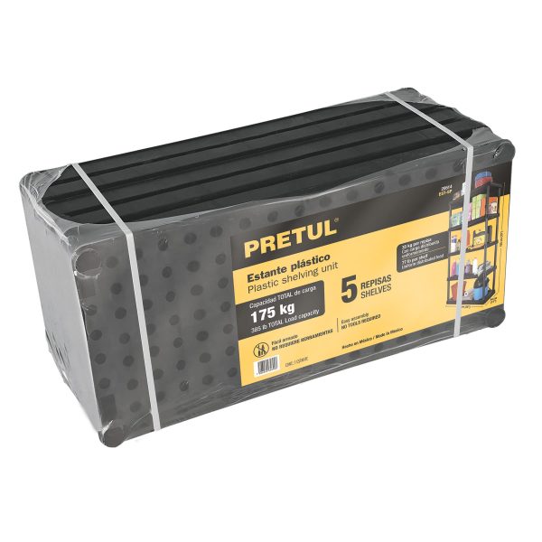 20614 - Estante plástico 5 repisas cap. 35 Kg, 180x44x92, PRETUL