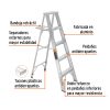 10445 - Escalera de tijera 100% aluminio tipo ll 4 peldaños, Truper