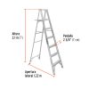 10442 - Escalera de tijera 100% aluminio tipo lll 6 peldaños, Truper