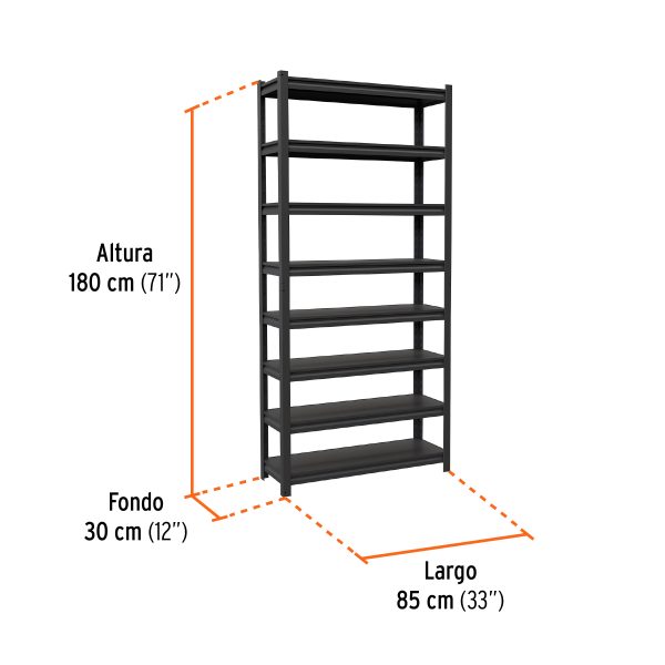 ESTM-830FC2.jpg 58001 - Estante metálico 8 repisas capacidad 80 Kg,180x30x85, TRUPER