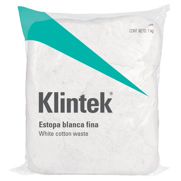57000 - Bolsa de 1 kg de estopa color blanca, KLINTEK