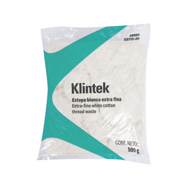 58006 - Bolsa de 1/2 kg de estopa color blanca, KLINTEK