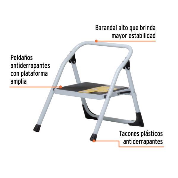 24117 - Escalera tubular, plegable, 1 peldaño, Pretul