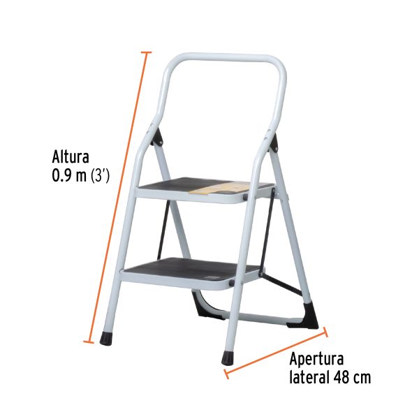 24118 - Escalera tubular, plegable, 2 peldaños, Pretul