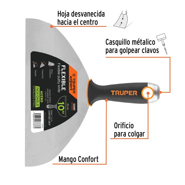 12881 - Espátula flexible 10' acero inox. mango Comfort Grip, Expert