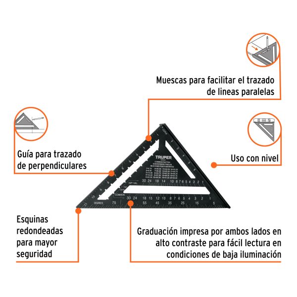 104024 - Escuadra 12' de aluminio color negro, p/muros de yeso, Trupe