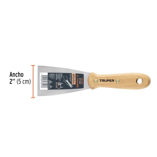 14441 - Espátula rígida 2' con mango de madera, Truper